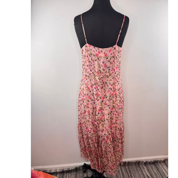 Cami NYC Naira Pink Maxi Dress Silk Floral Tiered Sweetheart Neck Size Medium M - Picture 4 of 9